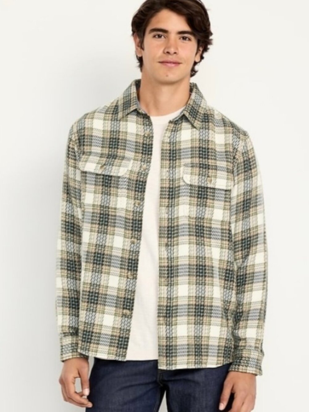 Old Navy Loose Fit Textured Plaid Pocket Shirt Size M New with Tags